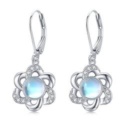 Blumen Ohrringe 925 Sterling Silber Mondstein Hängeohrringe Damen Ohrhänger Schmuck Geschenke für Frauen Mädchen Mutter von Midir&Etain