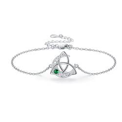 Keltische Knoten Armband 925 Sterling Silber Smaragdgrün Mond Armband Keltischer Schmuck Geschenke für Frauen Mädchen Freundin Damen von Midir&Etain