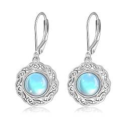 Keltische Ohrringe 925 Sterling Silber Mondstein Hängeohrringe Damen Keltischer Knoten Ohrhänger Irische Schmuck Geschenke für Frauen Mädchen Mutter von Midir&Etain