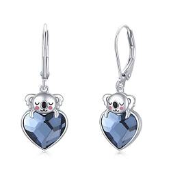 Koala Ohrringe 925 Sterling Silber Kristall Tier Tropfen Ohrringe Hypoallergen Koala Bär Ohrringe Schmuck Koala Geschenke für Frauen Mädchen Freundin von Midir&Etain