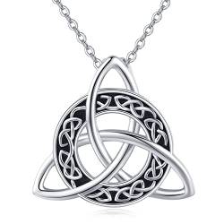 Midir&Etain Keltische Kette 925 Sterling Silber Keltischer Knoten Trinity Anhänger Halskette Keltischer Schmuck Geschenke für Frauen Damen Mädchen Männer von Midir&Etain