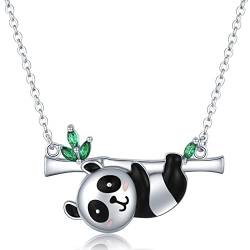 Midir&Etain Panda Kette Damen 925 Sterling Silber Panda Tier Anhänger Halskette Panda Schmuck Geschenke für Frauen Mädchen Freundin von Midir&Etain