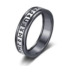 Nordischer Wikinger Ring 925 Sterling Sliver Wikinger Rune Schwarzer Ring Amulett Schutz Schmuck Geschenke für Männer Frauen von Midir&Etain