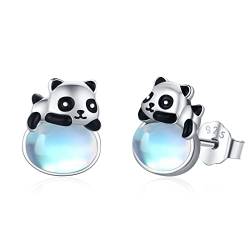 Panda Ohrringe 925 Sterling Silber Mondstein Tier Ohrstecker Mondstein Panda Ohrringe Hypoallergen Ohrstecker Panda Bär Schmuck Geschenke für Frauen Mädchen Tochter von Midir&Etain