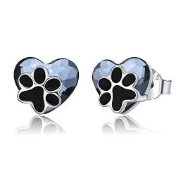 Pet Paw Ohrringe 925 Sterling Silber Hund Katze Pfote Print Ohrringe Hypoallergene Ohrstecker Schmuck Geschenke für Frauen Mädchen Tochter von Midir&Etain