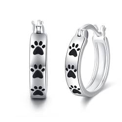 Pet Paw Ohrringe 925 Sterling Silber Hund Katze Pfotenabdruck Ohrringe Creolen Schmuck Geschenke für Frauen Kinder Mädchen Tochter von Midir&Etain