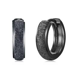 Schwarze Creolen 925 Sterling Silber Goth schwarze Huggie Hoop Ohrringe Punk Minimalist hypoallergene Ohrringe Männer Schmuck Geschenke für Männer Frauen von Midir&Etain