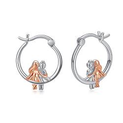 Schwester Ohrringe 925 Sterling Silber Hypoallergen Huggie Hoop Schwester Creolen Beste Freundin Freundschaft Schmuck Schwester Geschenke für Schwester Frauen Mädchen von Midir&Etain