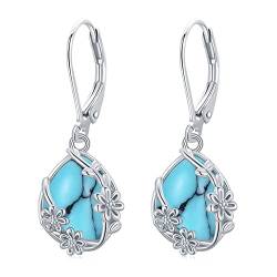 Türkis Ohrringe 925 Sterling Silber Gänseblümchen Ohrringe Filigrane Blumen Tropfen Ohrhänger Boho Schmuck Geschenke für Frauen Mädchen Damen von Midir&Etain