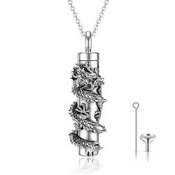 Urnenketten für Asche 925 Sterling Silber Drachen Kette Asche Anhänger Halskette Memorial Amulett zum Befüllen Schmuck für Damen Frauen Männer von Midir&Etain