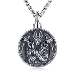 Urnenketten für Asche Halskette 925 Sterling Silber Ägyptische Anubis Urne Anhänger Halskette für Asche Ägypten Ägypten Schmuck Andenken Gedenkgeschenk für Frauen Männer von Midir&Etain