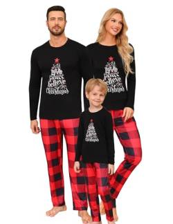 Migcaput Christmas Pyjama Weihnachts Familie Schlafanzug Weihnachten Herren Weihnachtspyjama Set Couple Schlafanzug Paare Hausanzug Weihnachts Familien Xmas Damen Schwarz B XXL von Migcaput