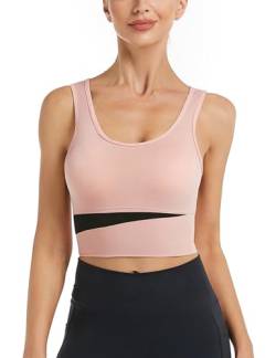 Migcaput Damen Seamless Sport BH Große Brüste Cross Back Design Push up Sport Bra Top für Yoga Fitness Rosa L von Migcaput