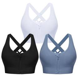 Migcaput Damen Sport BH Starker Halt Bustier Damen Sports Bra Vorderverschluss Ohne Bügel Und Shock Absorber Sport BH Gym BH für Fitness Lauf Yoga Sport BH von Migcaput