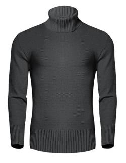 Migcaput Herren Rollkragenpullover Warmer Strickpullover Rollkragen Sweatshirt Feinstrick Pullover Turtle Neck Solid Winter Dunkelgrau M von Migcaput