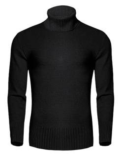 Migcaput Herren Rollragen Pullover Feinstrick Sweater Rollkragenpullover Langarmshirt Slim fit mit Stehkragen Basic Männer Schwarz M von Migcaput