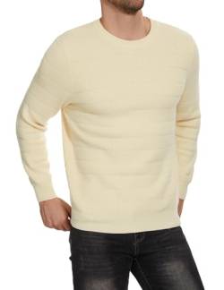 Migcaput Herren Strickpullover Warmer Crewneck Langarmshirt Feinstrick Pullover mit Rundhalsausschnitt Winter Basic für Männer Aprikose S von Migcaput