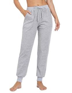 Migcaput Schlafanzughose Damen Hosen Baumwolle Lange Jogginghose Trainingshose Pyjamahose Lang Sporthose Frauen Schlafhose - Grau, XL von Migcaput