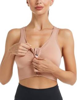 Migcaput Sport BH Brüste mit Polster Push Up BH Active Bra Höhe Beanspruchung Trainieren Bustier Damen Gepolstert Women's Bra BH Damen Ohne Bügel Fuer Yoga Bra Fitness Rosa M von Migcaput