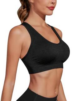 Migcaput Sport BH Damen Bustier BH Ohne Bügel mit gekreuzten Rückenpartien Sport Bra Top Spaghettiträger Cross Back Design Push up BH für Yoga Fitness Sport BH schwarz M von Migcaput