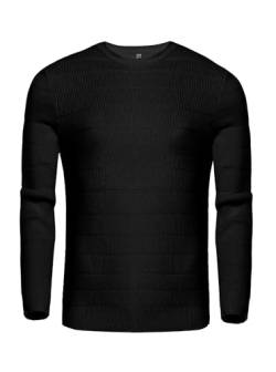 Migcaput Strickpullover Herren Pullover Crewneck mit Rundhalsausschnitt Slim Fit Feinstrick Winterpullover Sweater Männer Schwarz XXL von Migcaput