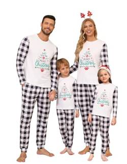 Migcaput Weihnachts Pyjama Familie Weihnachten Couple Weihnachtspyjama Set Schlafanzug Lang Damen Herren Paar Nachtwäsche Nachthemd Hausanzug Winter Weihnachts Sleepwear Schwarz A XXL von Migcaput