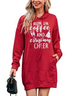 Migcaput Weihnachtspullover Damen Hoodie Damen mit Kapuze Lang Kapuzenpullover Oversize Winter Warm Sweatshirts Casual Weinrot XL von Migcaput