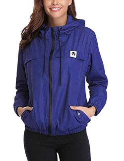 Regenjacke Damen Wasserdicht Atmungsaktiv DüNne Regenmantel Leichte Jacke Outdoorjacke Windbreaker Sportjacke Softshelljacke Fahrradjacke Mit Kapuze von Migcaput