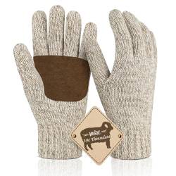 Migliore Wear Winterhandschuhe Herren Damen, Rutschfester Griff Thermohandschuhe, Warme Wollhandschuhe für Radfahren Fahren Camping Wandern Angeln(Beige-L/XL) von Migliore Wear