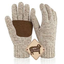 Migliore Wear Winterhandschuhe Herren Damen, Rutschfester Griff Thermohandschuhe, Warme Wollhandschuhe für Radfahren Fahren Camping Wandern Angeln(Beige-S/M) von Migliore Wear