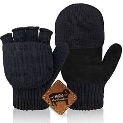 Migliore Wear Wollhandschuhe Herren Fingerhandschuhe Damen, Thinsulate Winter Handschuhe Fingerlos mit Kappe, Warme Winterhandschuh für Radfahren Angeln von Migliore Wear