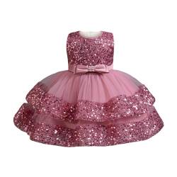 Miipat Baby Mädchen Kleid Prinzessin Tüll Pailletten Partykleid Ärmellos Tutu Blumenmädchenkleider für Geburtstag Hochzeit Bohnenpaste 120 4-5 Jahre von Miipat