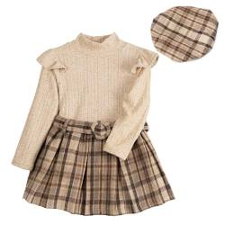 Miipat Baby Mädchen Kleidung Set Kleinkind Herbst Winter Bekleidungssets Langarm Pullover Tops und Mini Faltenrock Outfits 100 2-3 Jahre von Miipat