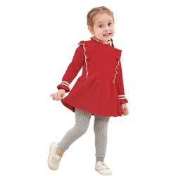 Miipat Baby Mädchen Pullover Kleid Herbst Kleinkind Langarm Rundhals Strick Casual Süß Pullover Rock Rot 90 18-24 Monate von Miipat