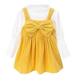 Miipat Kleinkind Mädchen Bekleidungssets Herbst Baby Langarm Top Strap Overall Kleid Mädchen 2Pcs Straps Rock Kleidung Outfits Gelb 110 3-4 Jahre von Miipat