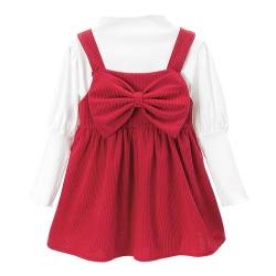 Miipat Kleinkind Mädchen Bekleidungssets Herbst Baby Langarm Top Strap Overall Kleid Mädchen 2Pcs Straps Rock Kleidung Outfits Rot 120 4-5 jahre von Miipat