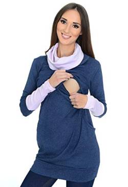 Mija - 2 in1 Stillpullover & Umstandspullover Stilltop Still-Pulli Maddy 7115A (L, Blau/Rosa) von Mija Arts