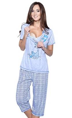 Mija - 3 in 1 Stillpyjama/Stillschlafanzug/Umstandspyjama/Pyjama 2069 (EU42 / XL, Grau/Turkis) von Mija Arts