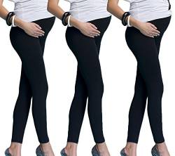 Mija - 3er Set Lange Komfortable UmstandsLeggings für Schwangere 7200W (L / EU40, Schwarz + Schwarz + Schwarz) von Mija Arts