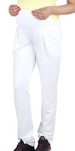 Mija - Komfortabel Umstandshose mit Bauchband Schwangerschaftssporthose 1038 (L, Weiß) von Mija Arts
