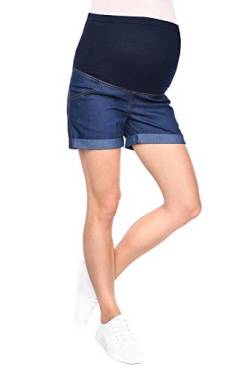 Mija - Kurze Jeans Umstandsshorts/Umstandshose mit Bauchband für Sommer 3086 (40, Denim Marineblau) von Mija Arts