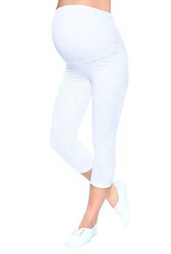 Mija - Qualität Komfortable Umstandsleggings für Schwangere Capri 3/4 Leggings 1041 (M/L, Weiß) von Mija Arts
