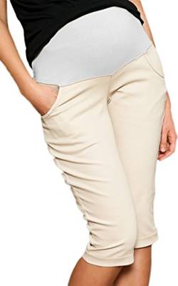 Mija - Umstandsmode / Capri Umstandshose Denim Caprihose 9046 (44/2XL, Beige) von Mija Arts