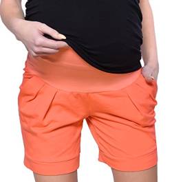 Mija Kurze Umstandsshorts/Umstandshose mit Bauchband für Sommer 1047 (EU36 / S, Orange) von MijaCulture