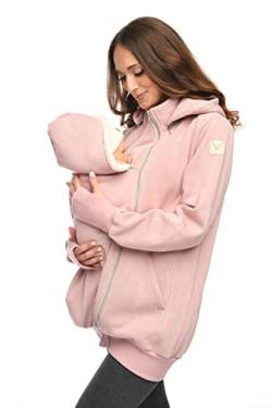 MijaCulture 3in1 Tragejacke Umstandspullover für Tragetuch für Babytrage Kängurujacke 4132 (Rosa, S) von MijaCulture