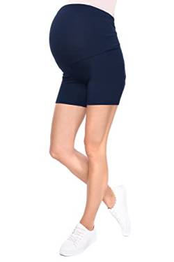 MijaCulture Komfortable Kurze Umstandsleggings für Schwangere Shorts Leggings M012 (L, Dunkelblau) von MijaCulture