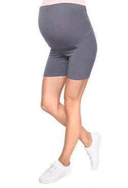 MijaCulture Komfortable Kurze Umstandsleggings für Schwangere Shorts Leggings Mama Mia 1053 (M/L, Grau) von MijaCulture