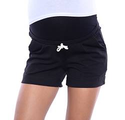 MijaCulture Kurze Umstandsshorts/Umstandshose mit Bauchband für Sommer 4091 (L / EU40, Schwarz) von MijaCulture