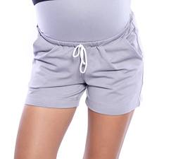 MijaCulture Kurze Umstandsshorts/Umstandshose mit Bauchband für Sommer 4091 (XS / EU34, Grau) von MijaCulture