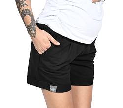 MijaCulture Kurze Umstandsshorts Umstandshose mit Bauchband für Sommer Lola M004 (XL, Schwarz, x_l) von MijaCulture